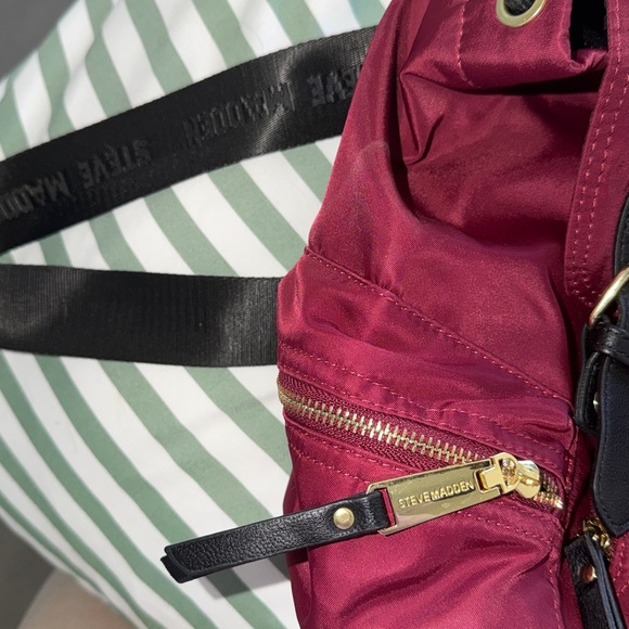 Steve Madden Maroon Backpack with Black Accents - Picture 5 of 6